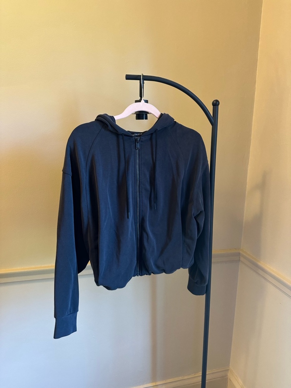 Athleta Sold Out SeaSoft Bubble Hem Charcoal Black Full-Zip Hooded Jacket